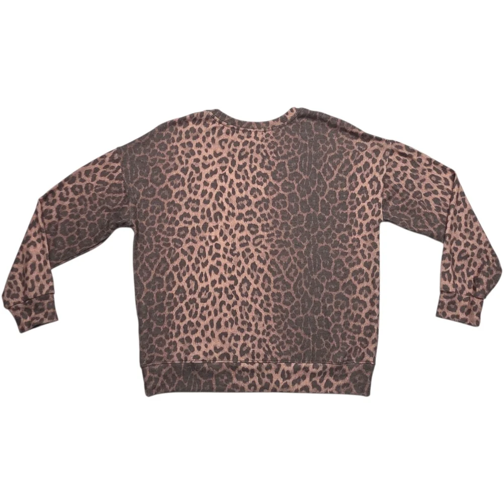 Sundry Leopard Print Pullover Soft Cozy Brown Animal Print Sweater Medium NWT